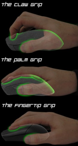 I diversi grip-style per afferrare il mouse