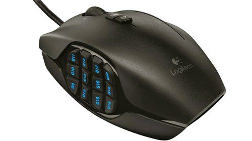 Vista laterale del mouse da gaming Logitech G600