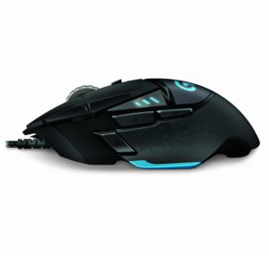 Vista fianco laterale del mouse da gioco G502 Proteus Core
